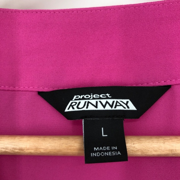 Project Runway Womens Top Size Large Pink Tie Waist V Neck Office Career Classic - Picture 5 of 11